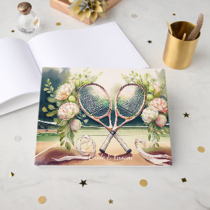 Tennis Wedding Guest Book – Floral Racket