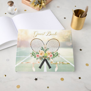 Tennis Wedding Guest Book – Floral Racket