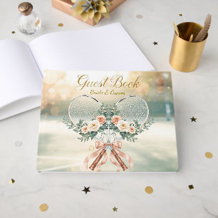 Tennis Wedding Guest Book – Floral Racket