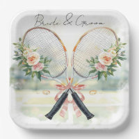 Tennis Wedding Racket with Flower Bride & Groom
