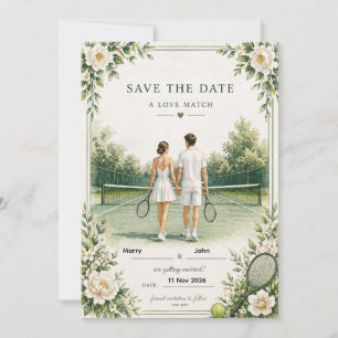 Tennis Wedding Save the Date Elegant Court I Invitation