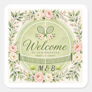 Tennis Wedding Square Sticker