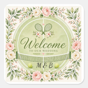 Tennis Wedding Square Sticker