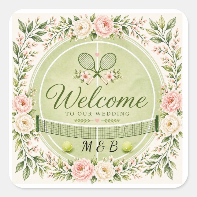 Tennis Wedding  Square Sticker (Front)