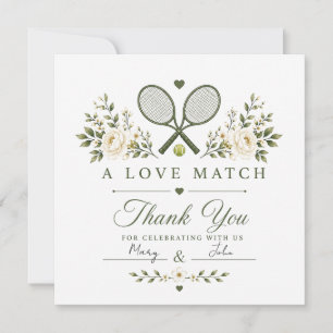 Tennis  Wedding thank you card with ball on court