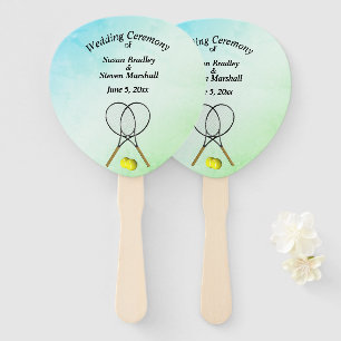 Tennis Wedding Theme Green Hand Fan