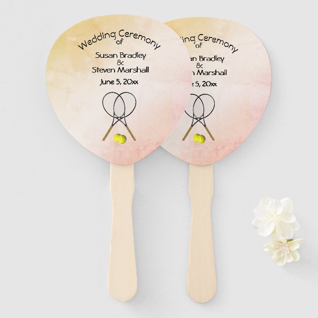Tennis Wedding Theme Hand Fan (Front and Back)