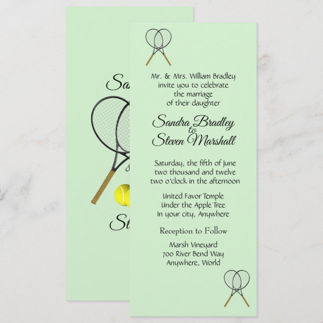 Tennis Wedding Theme Invitations (Front/Back)