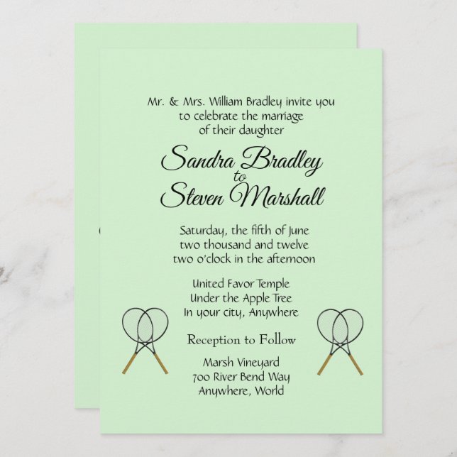 Tennis Wedding Theme Invitations (Front/Back)