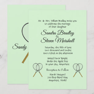 Tennis Wedding Theme Invitations