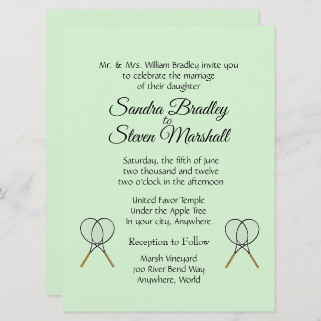 Tennis Wedding Theme Invitations (Front/Back)