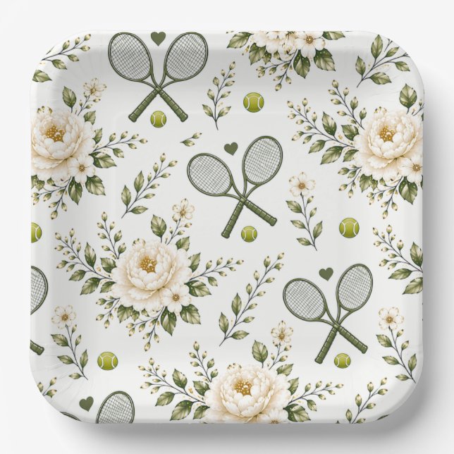 Tennis Wedding Welcome Paper Plate (Front)