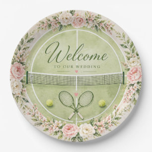 Tennis Wedding Welcome Paper Plate