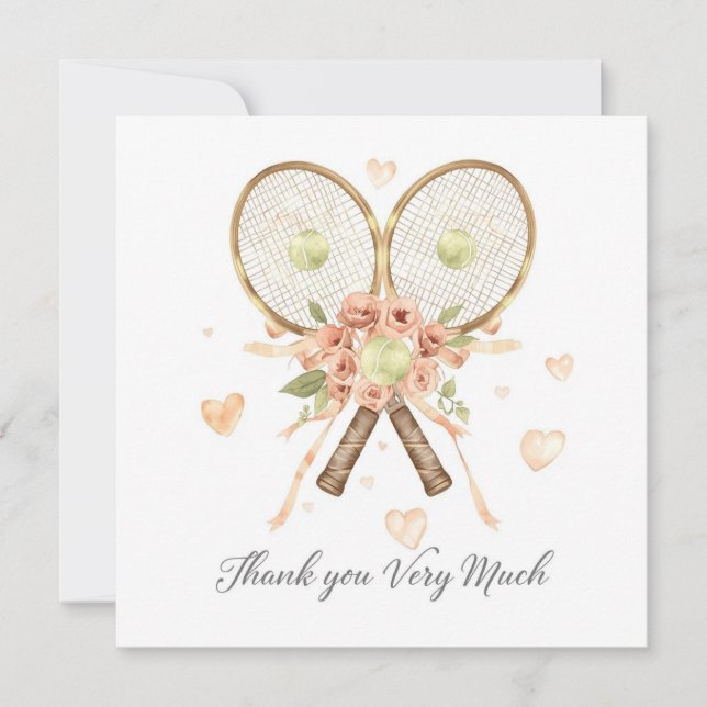 Tennis wedding with racket and love hearts (Front)