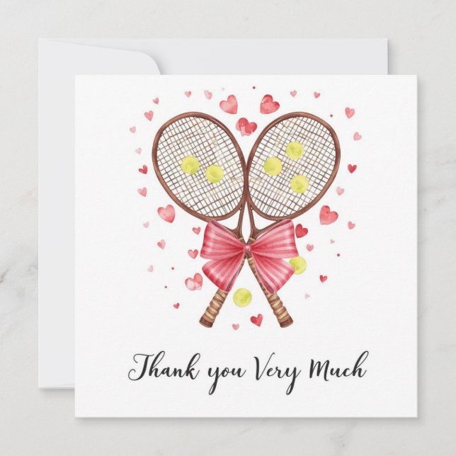 Tennis wedding with racket and love hearts (Front)