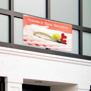 Tennis Welcome sign on green background banner