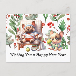 Tennis Wishing You a Happy New Year Holiday Postcard