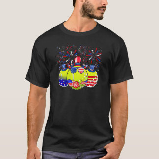 Tennis With Usa Flag Hat Fireworks Patriotic 4th O T-Shirt