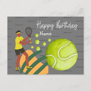 Tennis woman is playing Happy Birthday Postcard