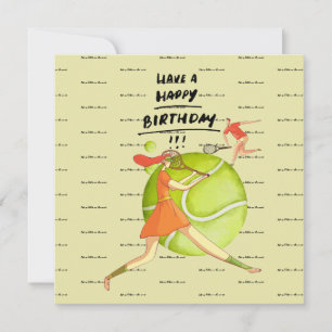 Tennis woman is playing Happy Birthday to Player Card
