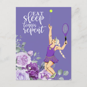 Tennis woman player Eat Sleep Tennis Repeat Quote Postcard