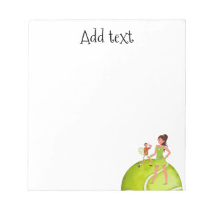 Tennis Woman Player holds racket and ball Notepad