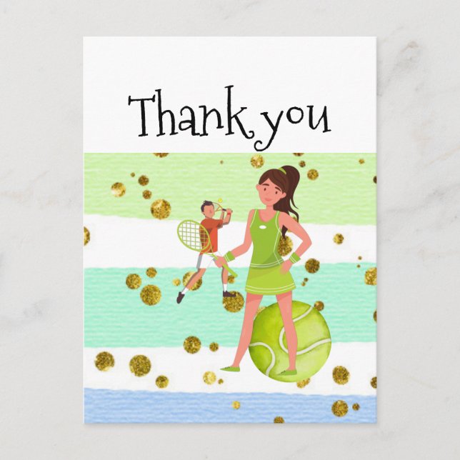 Tennis Woman Player holds racket and ball    Postcard (Front)