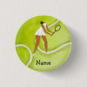 Tennis woman player on Tennis ball background 3 Cm Round Badge