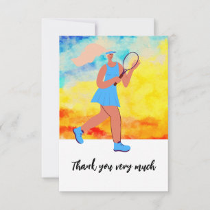Tennis  woman player thank you card