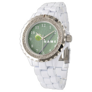 Tennis Women's Rhinestone White Enamel Watch