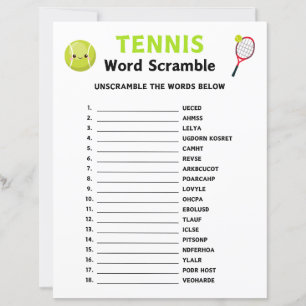 Tennis Word Scramble Game