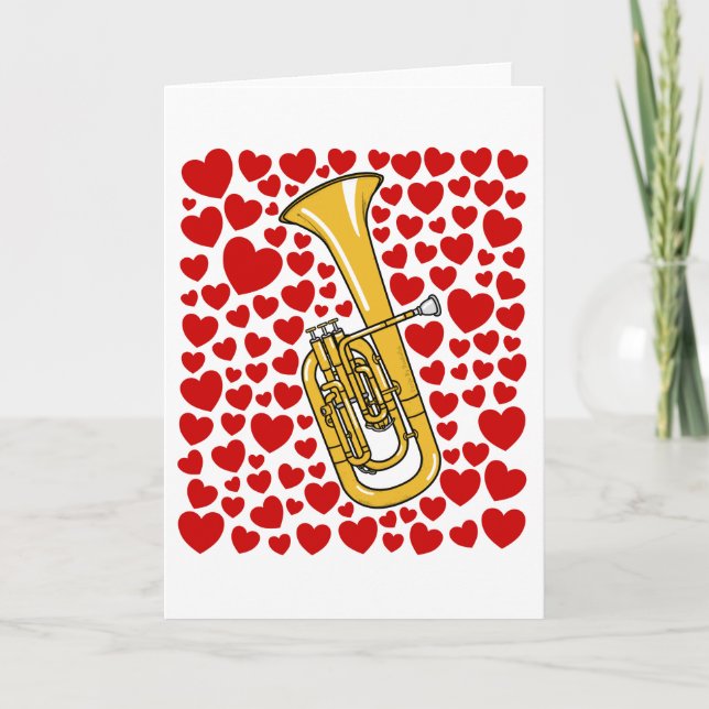 Tenor Horn Hearts Valentines Anniversary Card (Front)