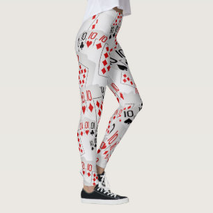 Tens, Poker Cards, Number, Pattern, Ladies Legging