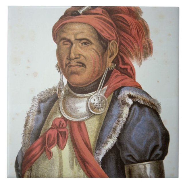 Tenskwatawa (1775-1836) (colour litho) tile (Front)