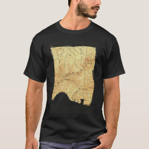 Tent and Backpack Over Topo Map Background T-Shirt
