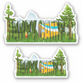 Tent and Forest Trees Happy Camper