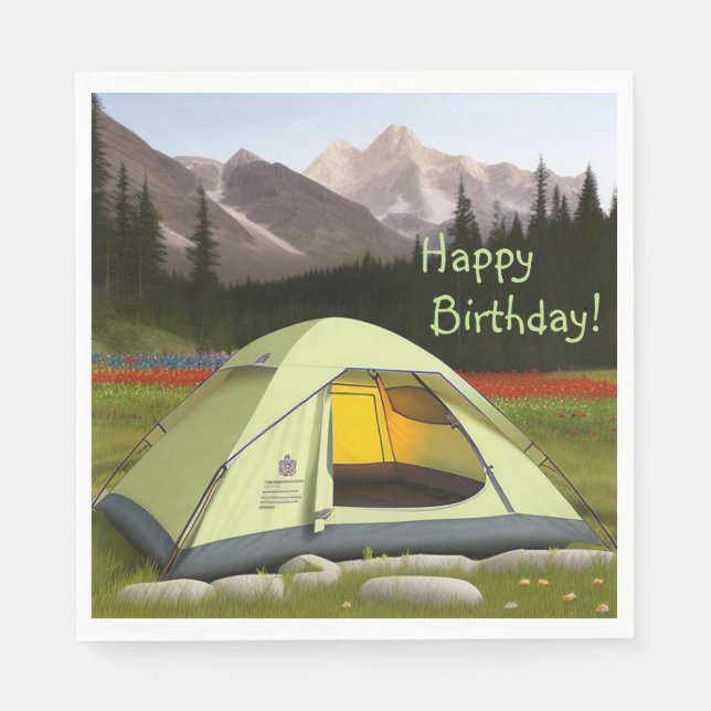 Tent Camping Birthday Napkin (Front)