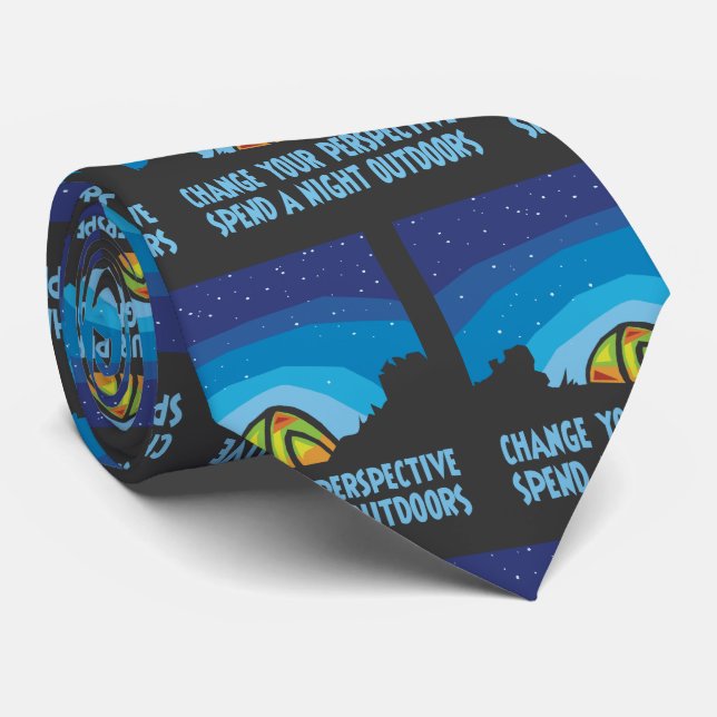 Tent Camping Night Sky Stars Tie (Rolled)