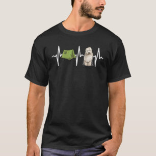 Tent Camping Old English Sheepdog Heartbeat Dog T-Shirt