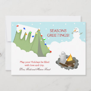 Tent Camping Snow Holiday Christmas Card