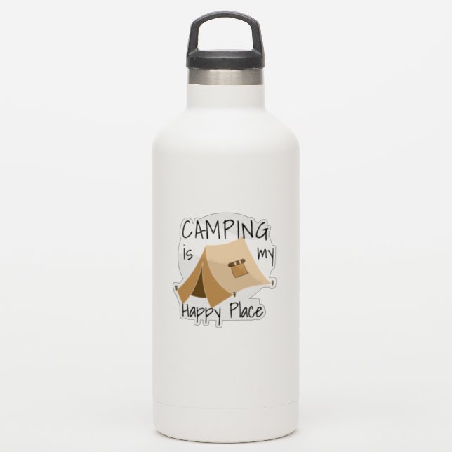 Tent Camping Vinyl Sticker (Waterbottle)