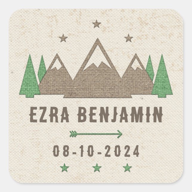 Tent Canvas Camping Bar Mitzvah Personalised Square Sticker (Front)
