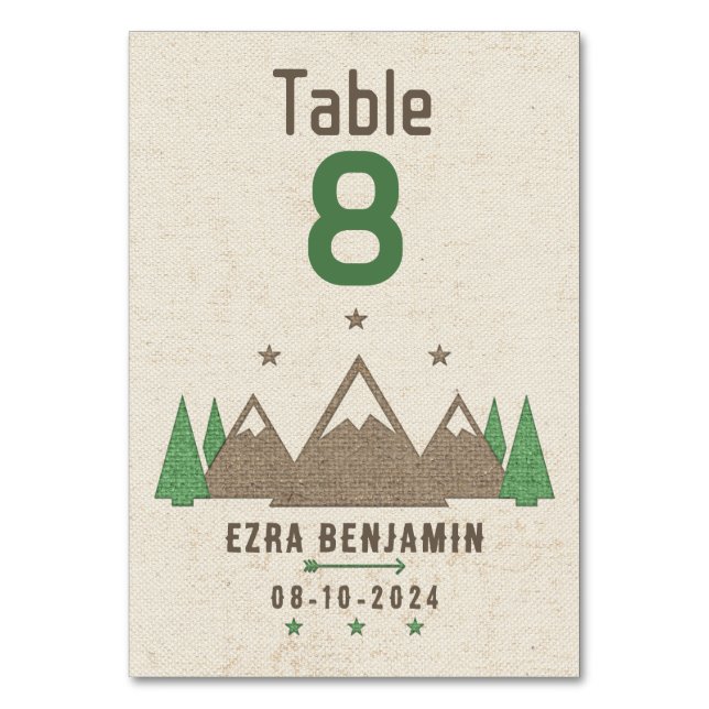 Tent Canvas Camping Bar Mitzvah Table Number (Front)