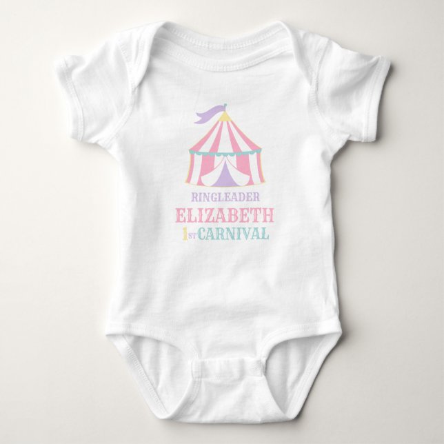 Tent Circus Carnival Birthday Pastel Baby Bodysuit (Front)