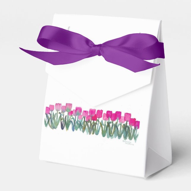 Tent Favour Boxes Spring Pink Tulips (Front Side)