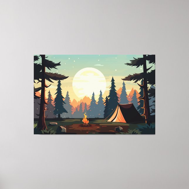 Tent in the forest canvas print (Front)