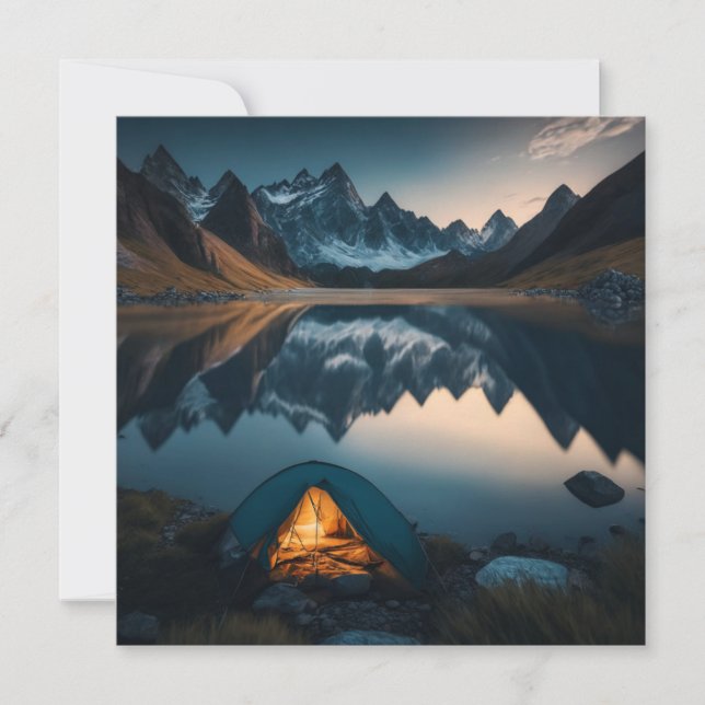 Tent, Mountains and Lake Camping Themed Art (Front)