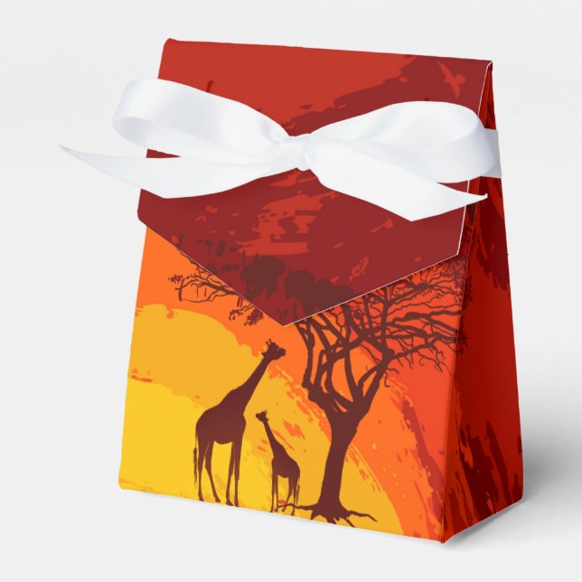 Tent Paper Favour Box African Safari Giraffe Sun (Front Side)