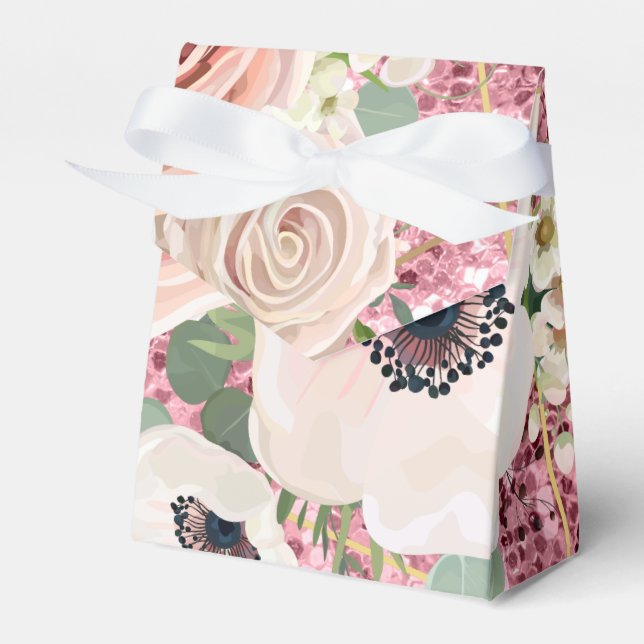 Tent Paper Favour Box Geometric Garden Rose Glitte (Front Side)