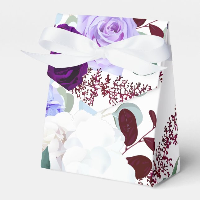 Tent Paper Favour Box Lavender Hibiscus on White (Front Side)